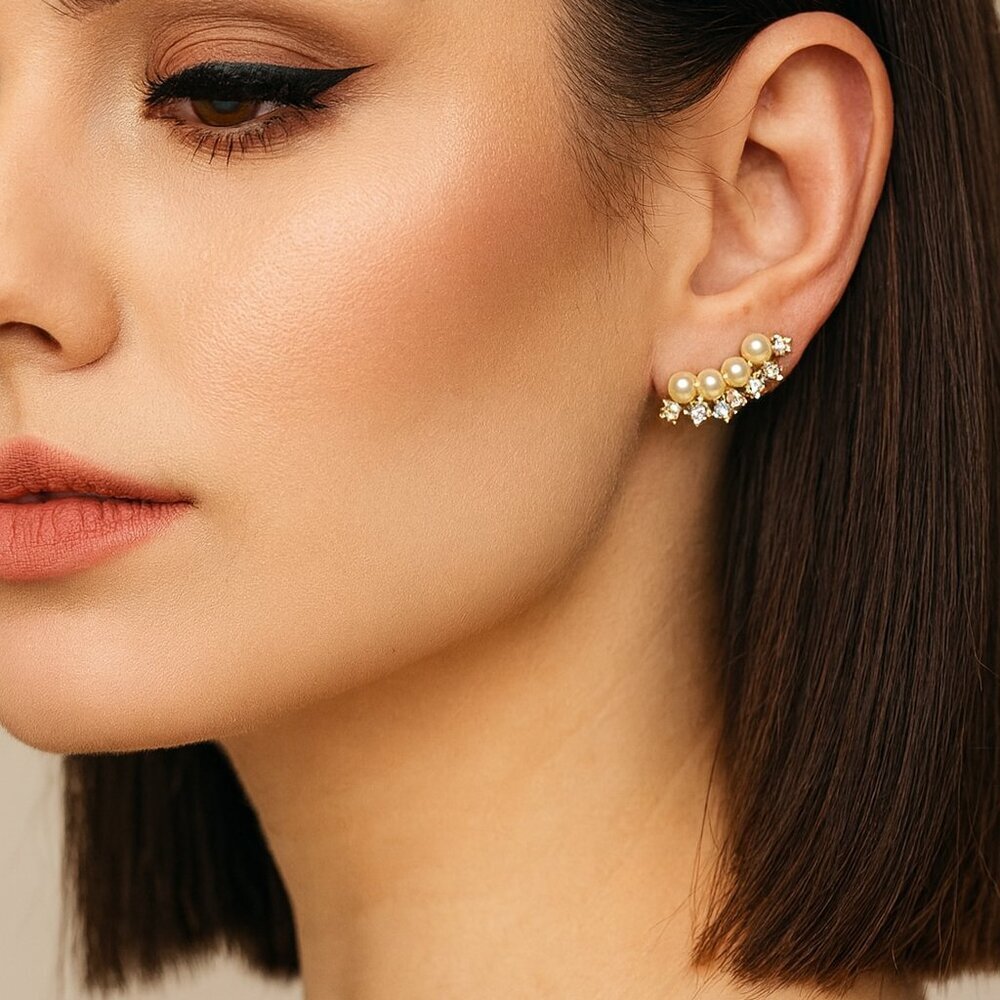 7 Charming Sisters Rose Gold "Never Doubt Yourself Earrings" Climber Style‎